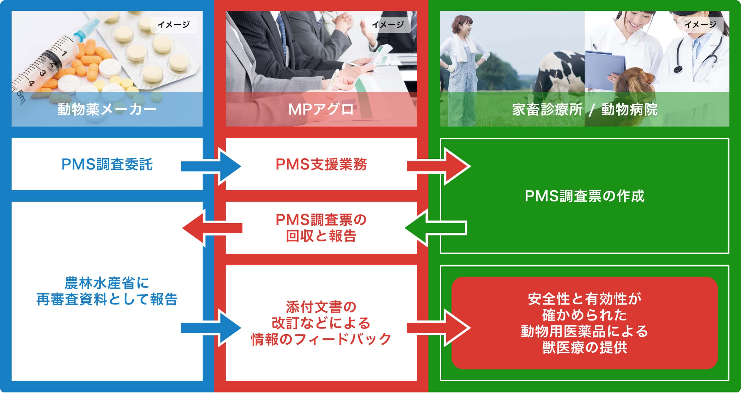 PMS（使用成績調査）のフロー図